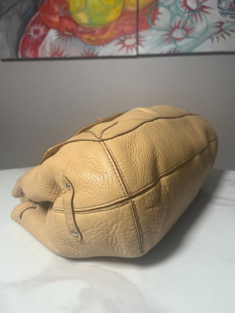 Cole Haan Village SP06 Beige Pebbled Leather Hobo Shoulder Bag Y2K - Picture 10 of 16